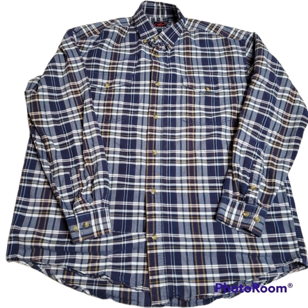 Roper Button Down Shirt Men's Large Navy Blue Plaid